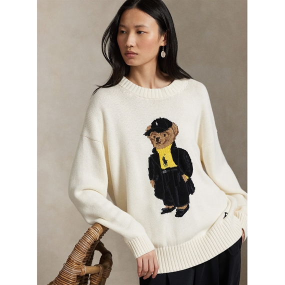 Polo Ralph Lauren Polo Bear Cotton Crewneck Sweater, Clubhouse Cream Multi
